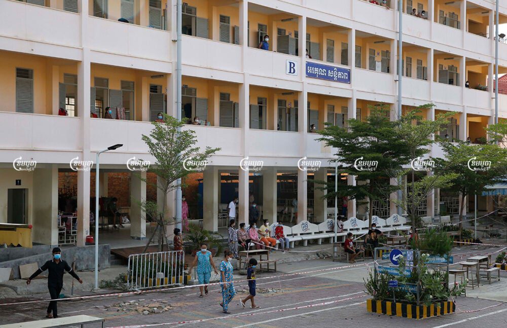 People who tested positive for COVID-19 are sent to a treatment center at Toek Thla commune Sen Sok district in Phnom Penh, May 17, 2021. CamboJA/ Panha Chhorpoan