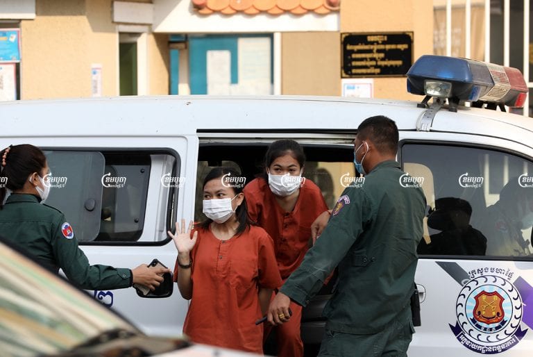 Mother Nature activists arrive at the Phnom Penh Municipal Court for a hearing earlier this year, Picture taken on March 31, 2021. CamboJA/ Pring Samrang