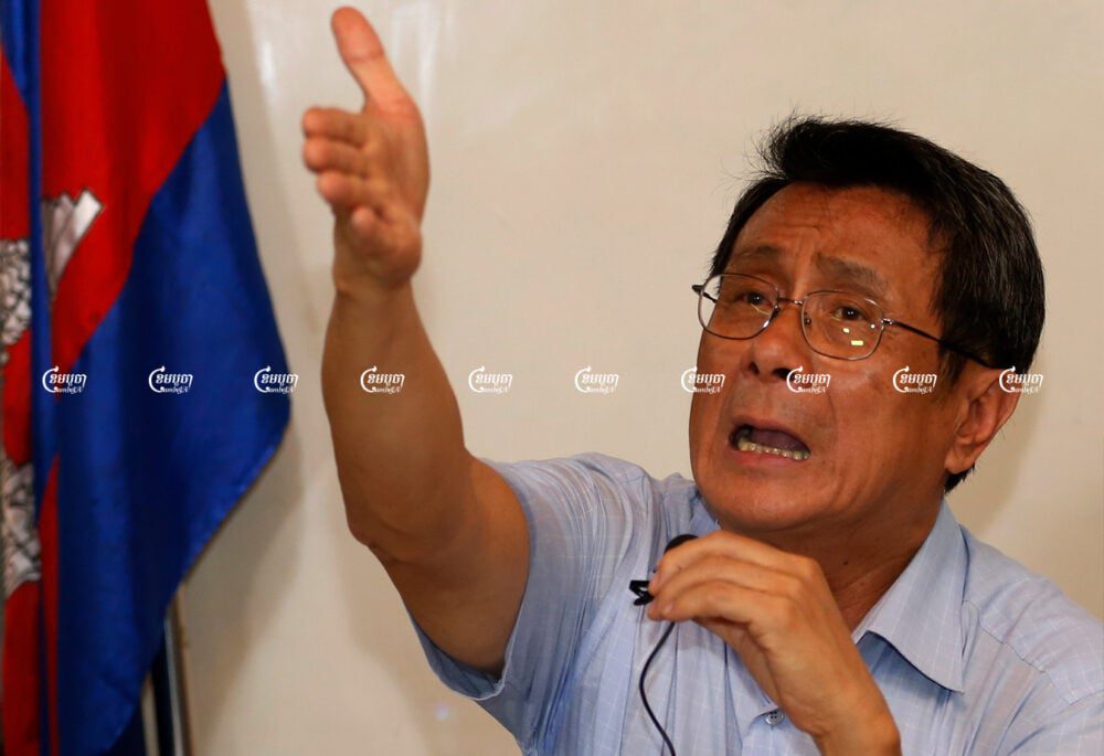 Former president of Adhoc, Thun Saray, speaks during a press conference in Phnom Penh, Picture taken on April 26, 2016. CamboJA/ Panha Chhorpoan