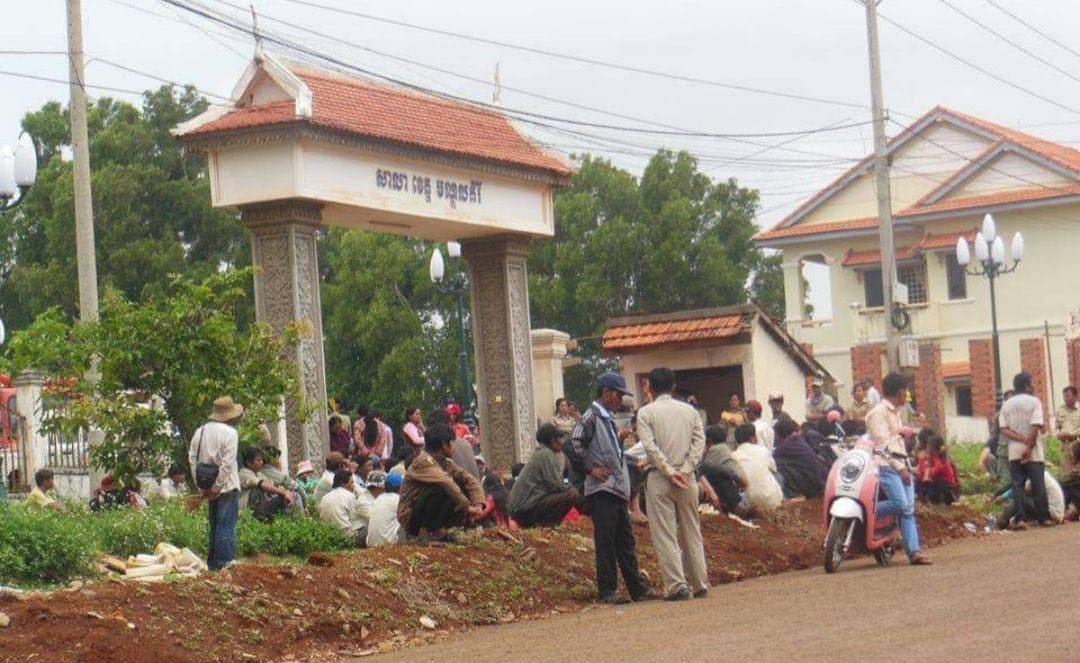 Members of the Bunong indigenous minority gathered in front of the Mondulkriri provincial hall in 2009 to seek intervention in their land dispute with French-funded firm Socfin-KCD. Supplied