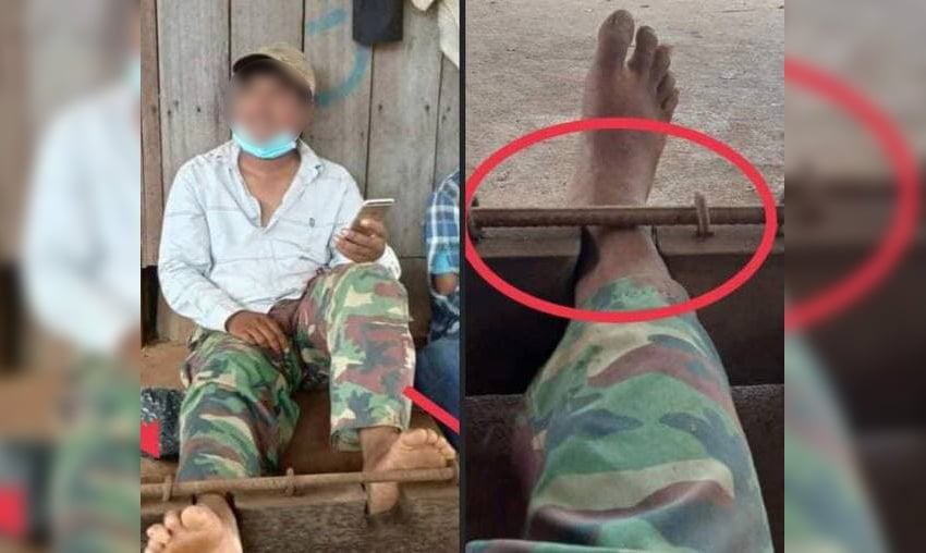 A screenshot of the suspects in shackles, which went viral on Facebook.