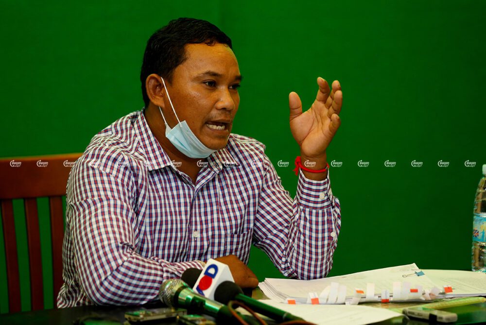 Environmental activist Chhorn Phalla, who was sent to pre-trial detention on Monday, speaks at a press conference in Phnom Penh on July 16, 2020. CamboJA/ Panha Chhorpoan