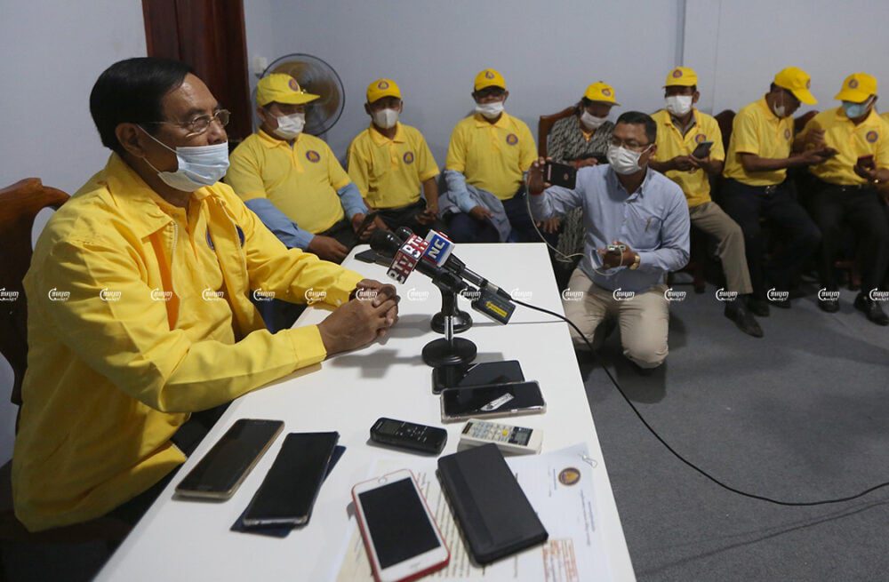 Former Funcinpec Party spokesman Phan Sithy speaks during a press conference at Funcinpec Party headquarters in Phnom Penh. Picture taken September 22, 2021. CamboJA/ Pring Samrang