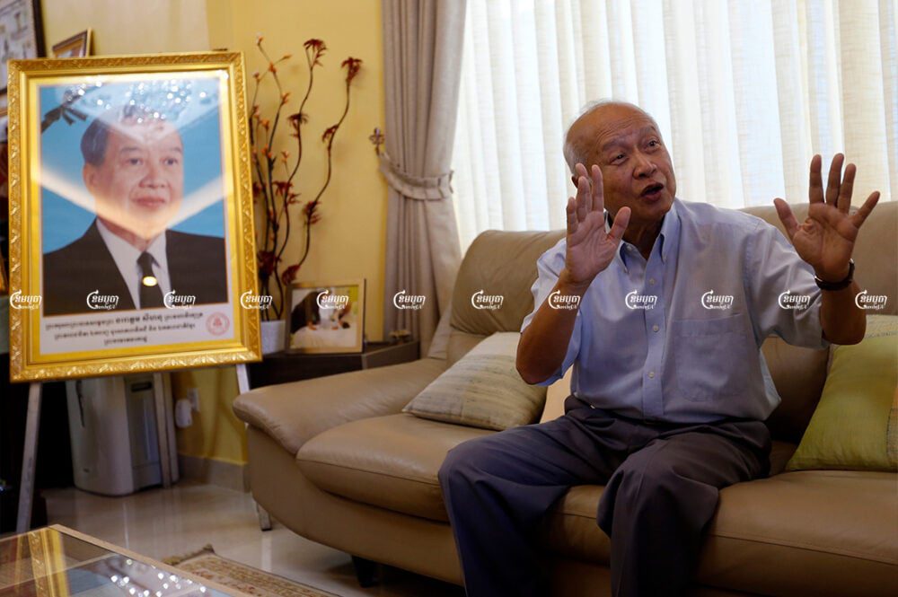 Prince Norodom Ranariddh gives an interview with media at his home in Phnom Penh. Picture taken October 14, 2017. CamboJA/ Pring Samrang
