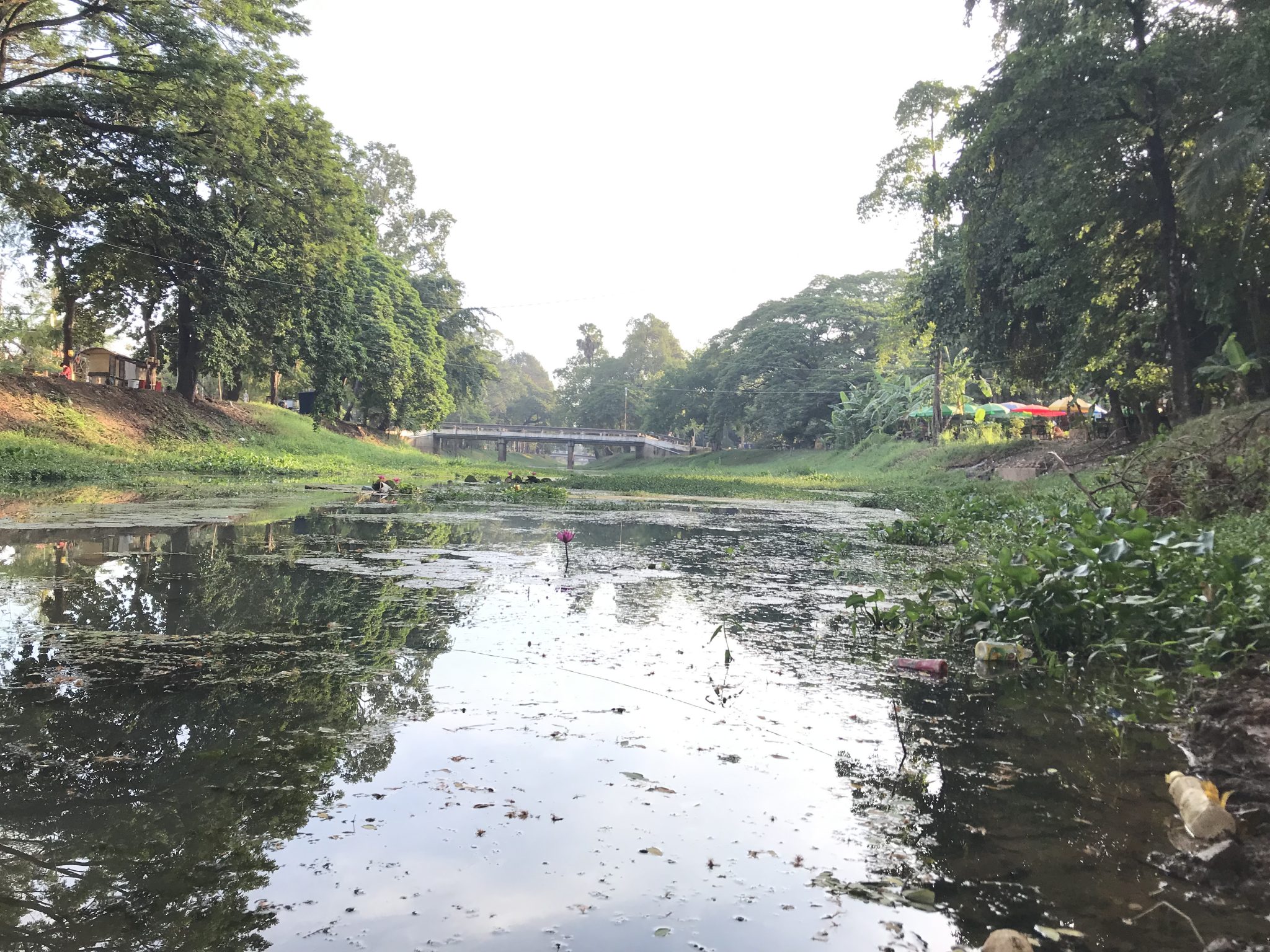 Siem Reap river appears black during the dry season as wastewater continues to flow into it. Photo taken in January 2022. Thon Ratha