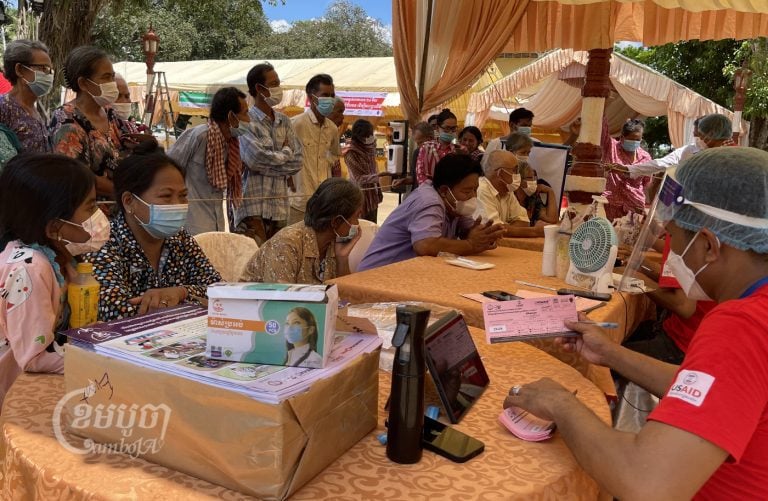 People register for TB tests at the World Tuberculosis Day event on March 24 in Ou Reang Euv district, Tboung Khmum province. Picture taken on March 24, 2022. The TB program is affected by the USAID funding cut. (CamboJA/ Khy Sovuthy)