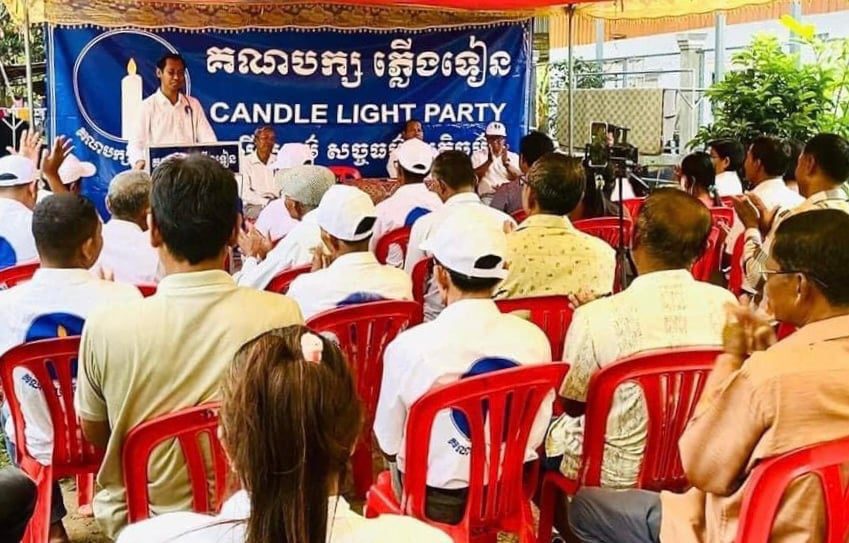 Candlelight Party members celebrate the anniversary of the signing of the Paris Peace Agreements on October 23, 2022 in Kampong Thom province’s Stung Sen city, in a photo posted to the party’s Facebook page.