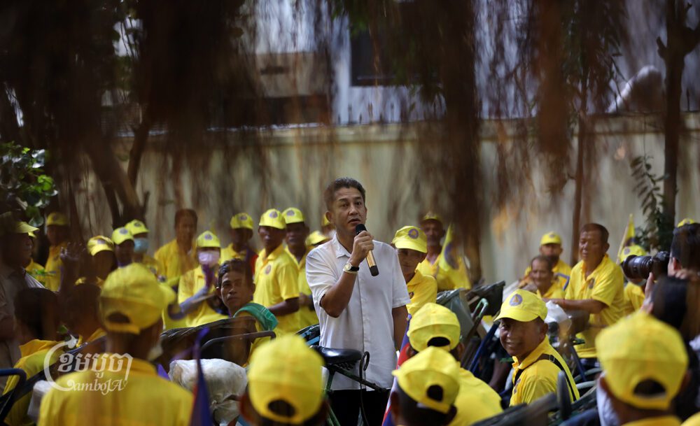 Funcinpec Party's president Norodom Chakravuth meets his supporters in Phnom Penh, July 12, 2023. (CamboJA/ Pring Samrang)