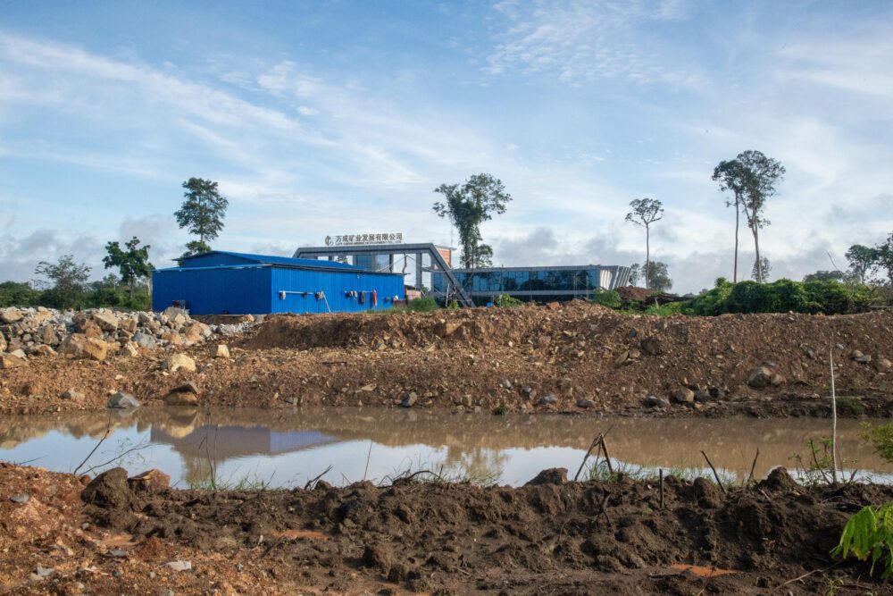 Late Cheng gate currently under construction near a torn up acidic smelling stream of water, on 14 September, 2023. (CamboJA/Andrew Califf)