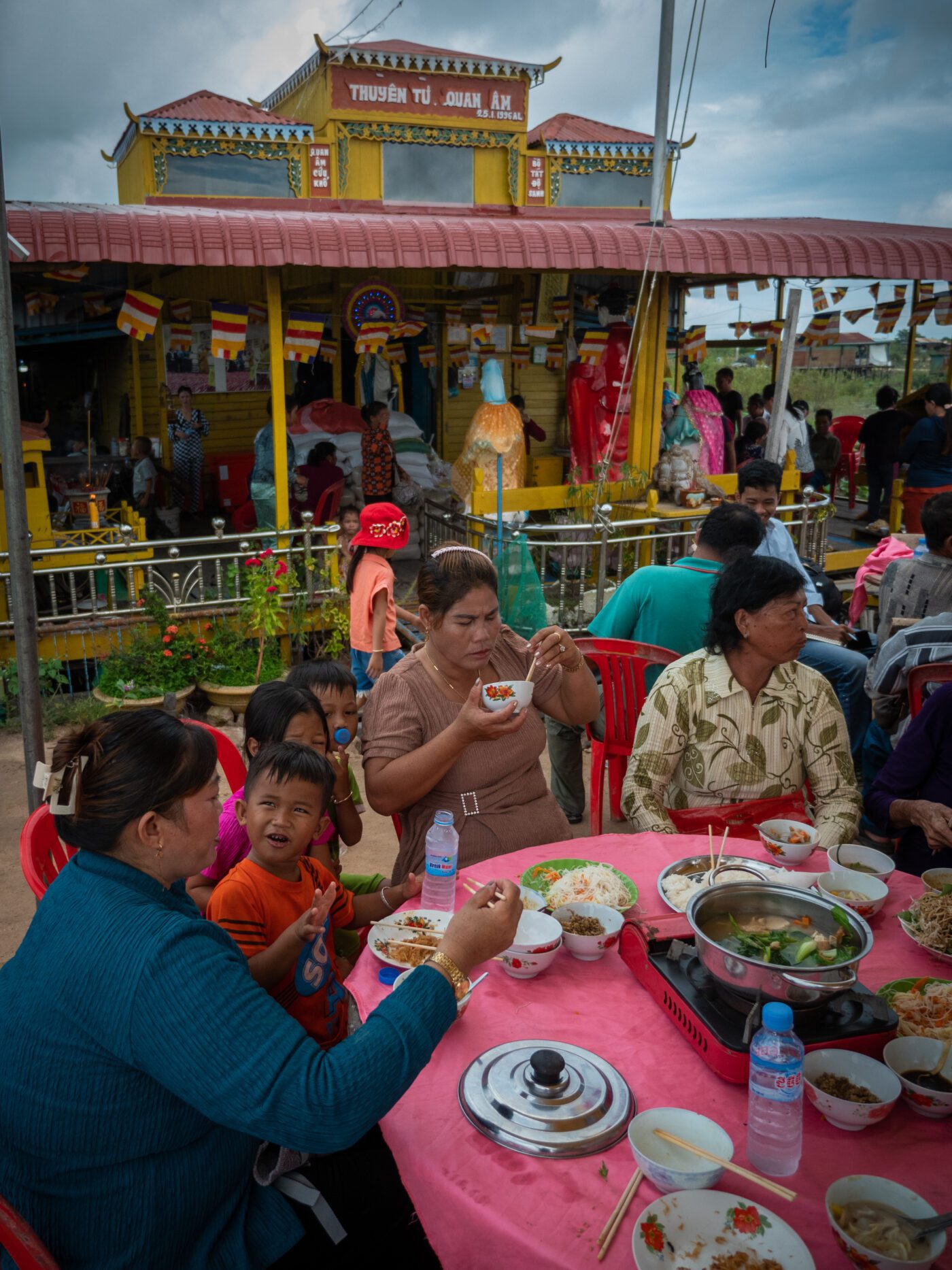 Festivities at Chhnok Trou village’s celebration of the Ghost Festival on August 30 outside the community pagoda.
