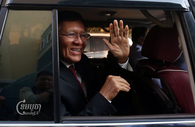 Kem Sokha leaves his house to hear his verdict on March 3, 2023. (CamboJA/Pring Samrang)
