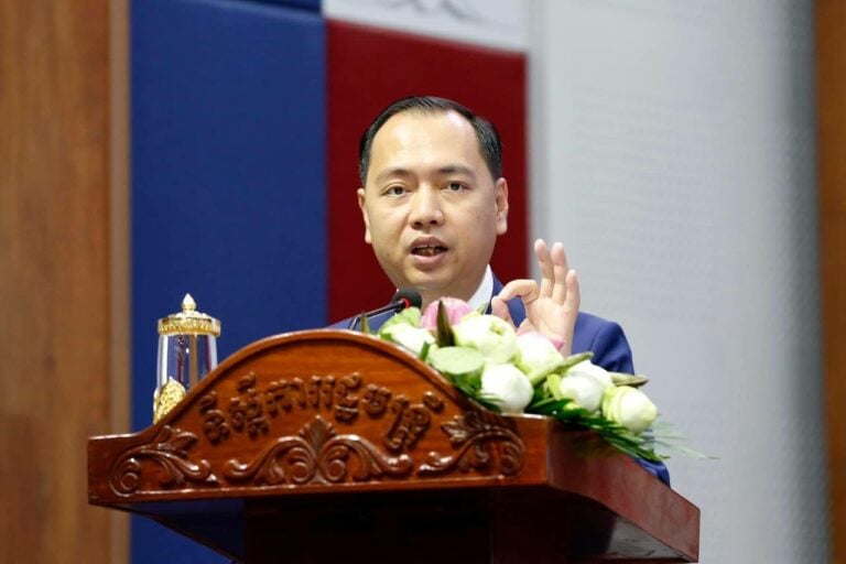 Information Minister Neth Pheaktra talks during the annual conference on January 22, 2024. (Neth Pheaktra’s facebook)