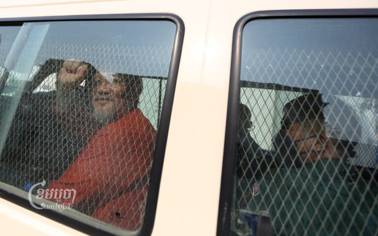 Candlelight Party vice president Thach Setha leaves the Appeal Court after losing his bail hearing in Phnom Penh on March 30, 2023. (CamboJA/ Pring Samrang)