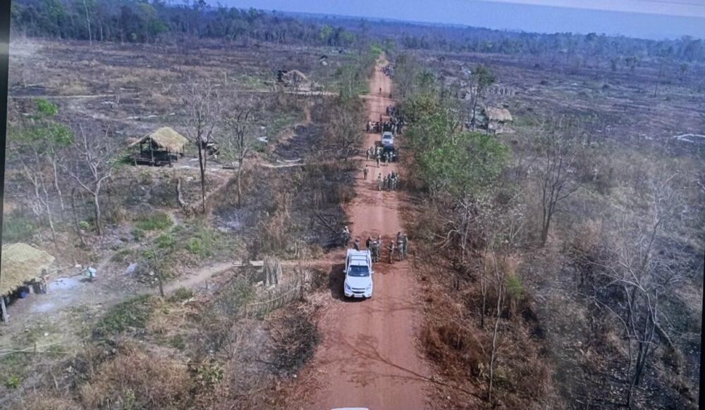 Residents of Srayong Tboung village clashed with gendarmes, police and forestry administration officials on Wednesday. (Supplied)