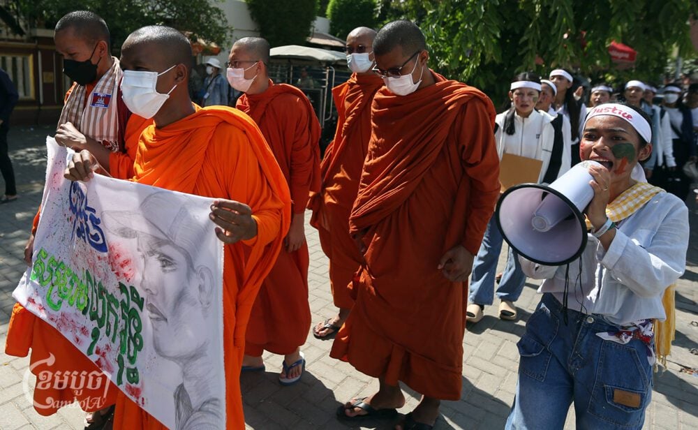 Environment activists submit a petition to the Ministry of Justice on Chut Wutty's case in Phnom Penh on April 26, 2024. (CamboJA/Pring Samrang)