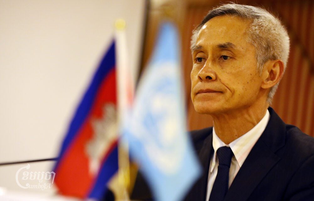 UN Special Rapporteur on Human Rights in Cambodia Vitit Muntarbhorn gives a press conference in Phnom Penh on August 26, 2022. CamboJA/ Pring Samrang