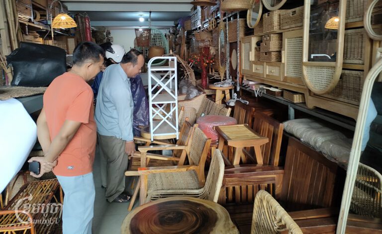 A customer looks at artificial furniture at a shop in Phnom Penh on July 18, 2024. (CamboJA/Tep Suokeany)