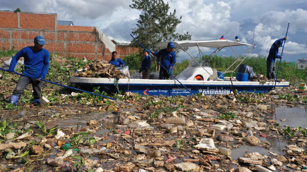 River Ocean Cleanup’s crews collect garbage at Bassac River on August 12, 2024. Photo supplied.