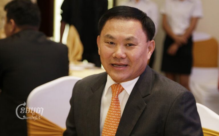 Ly Yong Phat at the launch of his media company PNN TV in Phnom Penh, July 11, 2015. (CamboJA)