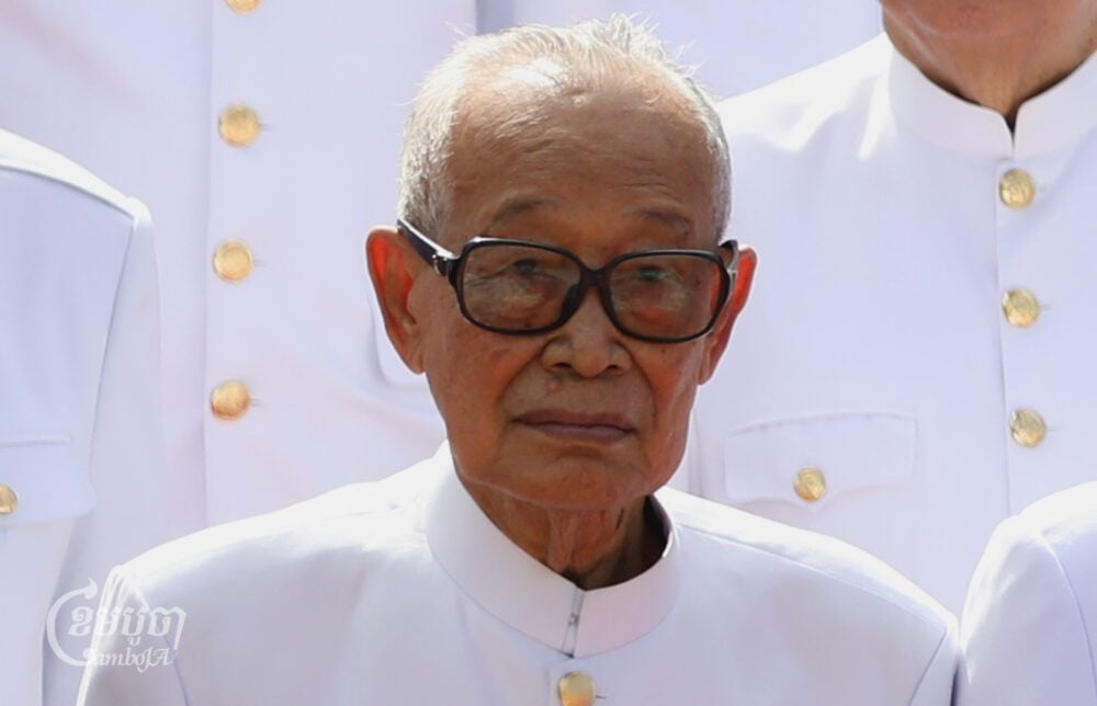 Kong Sam Ol, former Deputy Prime Minister and Minister of the Royal Palace posed for a photograph during the first meeting of the new National Assembly in Phnom Penh on August 21, 2023. (CamboJA/Pring Samrang)