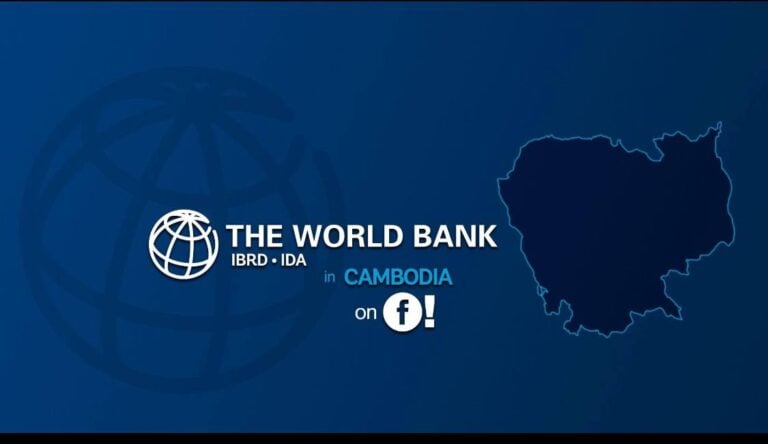 Logo of the World Bank in Cambodia.