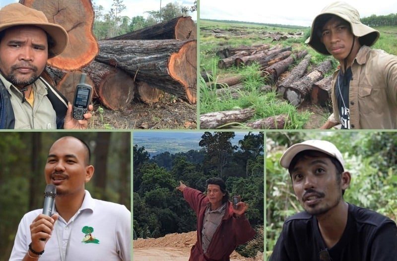 Environmental activist Ouch Leng, pictured here, was arrested with five others during an illegal logging investigation on November 23, 2024. Clockwise from top left: Award-winning environmental activist Ouch Leng, environmental activist Heng Sros, Cambodian Youth Network youth program coordinator Out Latin, environmental activist Men Mat, and freelance journalist Tat Oudom. (Photo provided by Licadho)