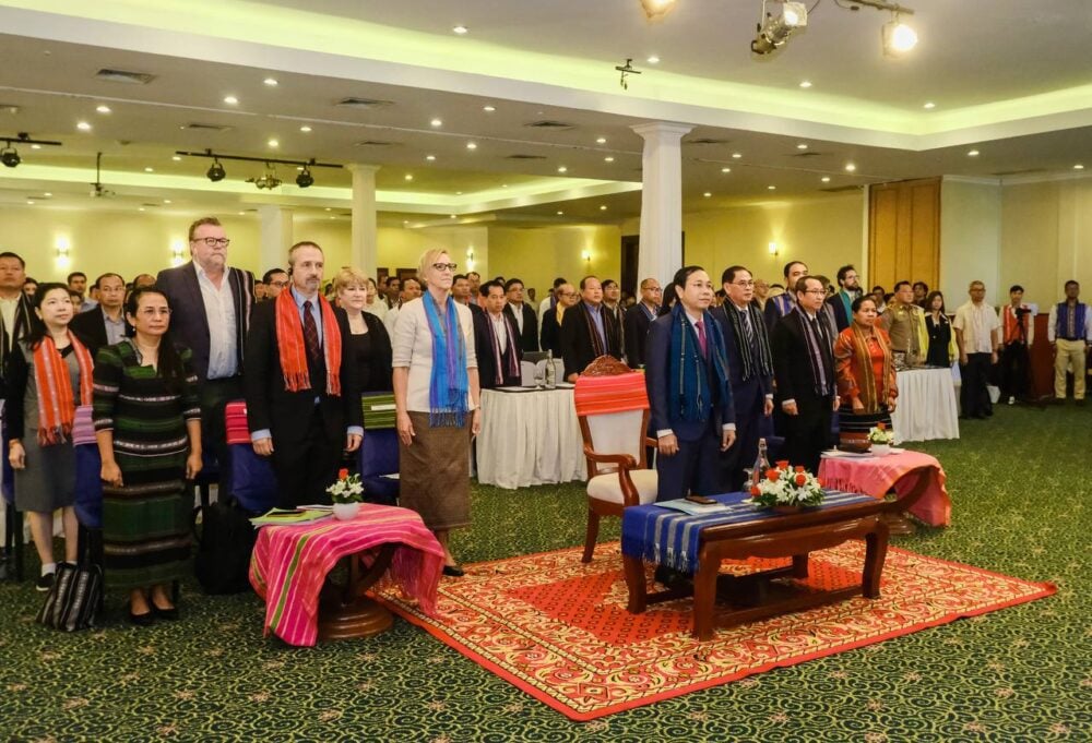 The launch of the 2024 National Report on the Demographic and Socio-Economic Situation of Indigenous Peoples on December 12 at the Cambodian Hotel, attended by officials from the Planning Ministry, UN, and Indigenous groups. (CIPO)