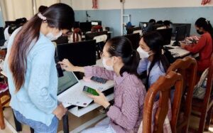 Kao Menghorng did coding and helped friends in the Technovation Girls program in high school in 2022. Photos supplied.