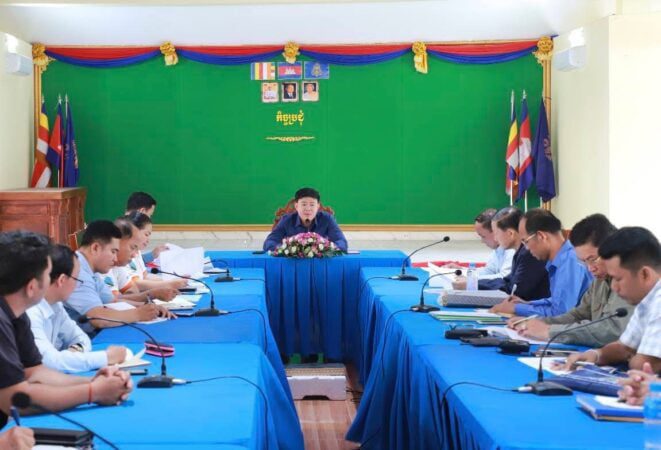 Koh Meas community representatives attend a meeting with Kien Svay district authorities on March 25, 2025. (Kien Svay district office’s Facebook)