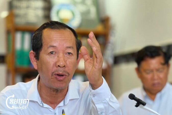 Rong Chhun, advisor to Nation Power Party, speaks to the press on March 12, 2025. (CamboJA/Sovann Sreypich)
