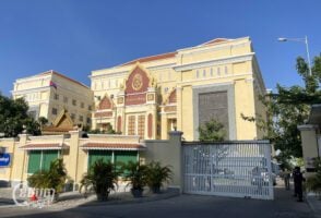 The Phnom Penh Municipal Court, which ordered evicted residents from near Boeung Tamok to pay fines as part of their convictions. Photo taken April 23, 2025. (CamboJA/Pring Samrang)