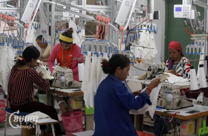 Garment workers at a factory in Kandal province on Dec. 12, 2018. (CamboJA/Pring Samrang)
