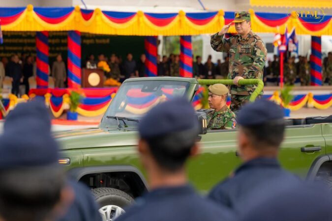 Hun Manet attends Military Police Day on July 14 in Kampong Chhnang province, where he announces plan to amend conscription law. (Photo: Hun Manet via Facebook)