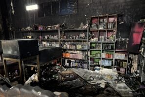 A Thai artillery shell struck several civilian homes in Oddar Meanchey province’s Samrong district on July 28, 2025. Photo taken on July 30, 2025. (Supplied by Sun Narin)