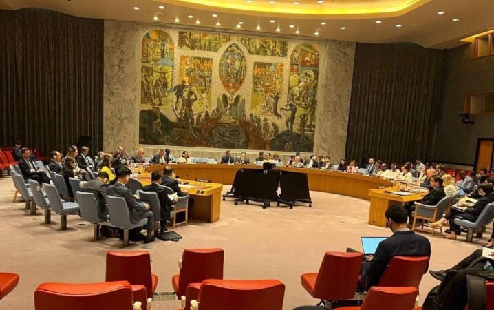 UN Security Council holds a closed-door meeting over the Cambodian-Thai border clash, on July 26, 2025. (A photo posted on Neth Pheaktra’s Facebook).