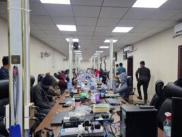 Tboung Khmum authorities raid a casino suspected of online scamming on July 18, 2025. A photo posted on AKP