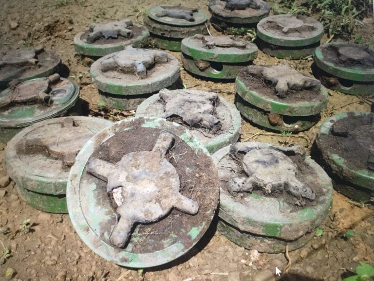 Landmines shown in a photo posted on Cambodian Mine Action Centre Director General Heng Ratana’s Facebook page, July 20, 2025.
