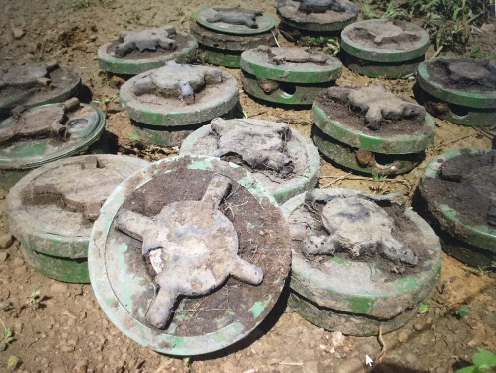 Landmines shown in a photo posted on Cambodian Mine Action Centre Director General Heng Ratana’s Facebook page, July 20, 2025.
