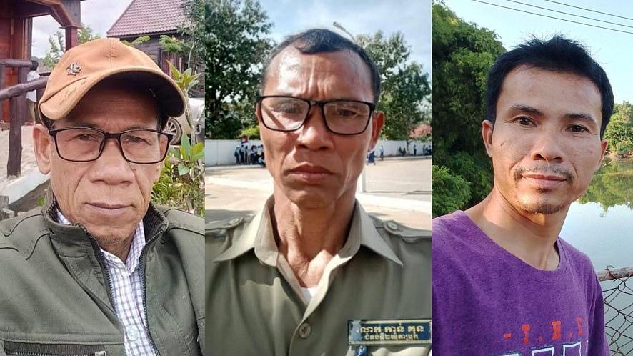 From left to right: Muth Rin (KWP), Kan Kun (CLP), and Luock Oriday. Photos from their Facebook pages. (Licadho)