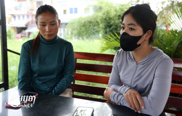 Keut Sokny and Tep Sreynoeun speak to CamboJA News. Sept. 11, 2025. (CamboJA/Pring Samrang)