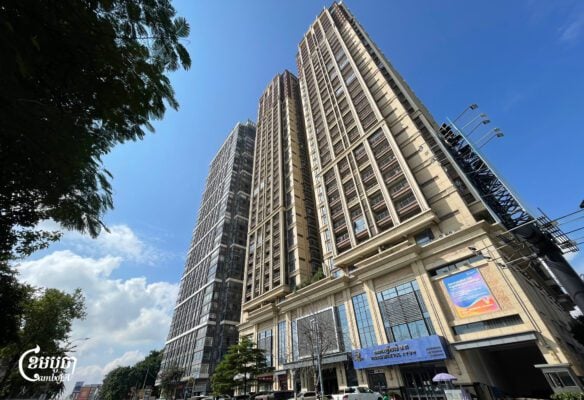 Prince Group buildings and Prince Bank on Norodom Boulevard in Phnom Penh, Oct. 15, 2025. (CamboJA/Pring Samrang)