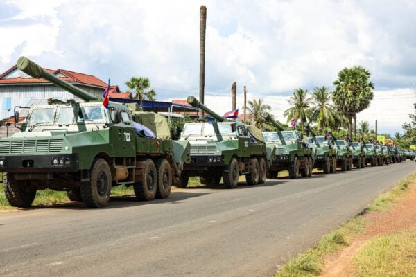 Cambodian military removal of heavy and destructive weapons and equipment in this first phase took place at two designated locations: Choam Khsan district and Roveang district, Preah Vihear province on November 1, 2025. (Ministry of Defense)